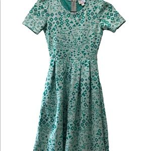 LulaRoe XXS green dress fit & flare